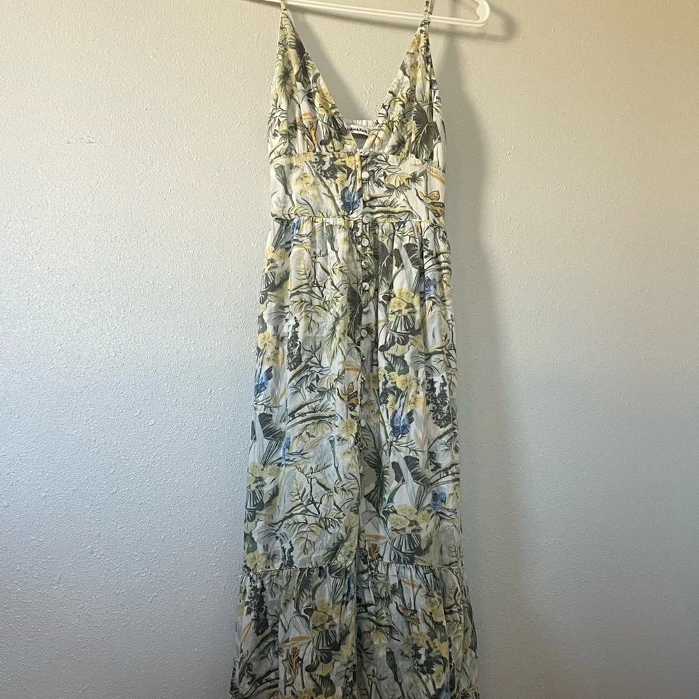 Abercrombie & Fitch Floral Spaghetti-Strap Maxi Dress in Cream, Yellow & Blue
